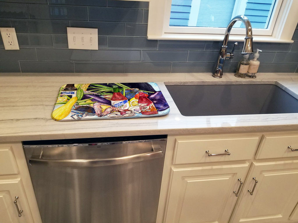 Crystal Hot Sauce with Seafood Dish Drying Mat Absorbent Dish Drying Mat Pad for Kitchen Counter Dish Drainer Mat for Countertop, 14 x 21", Multicolor