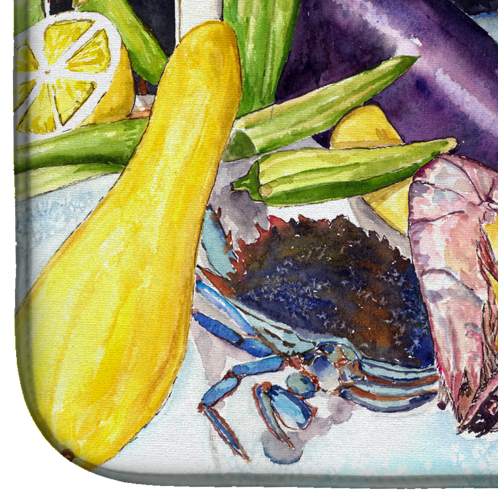Crystal Hot Sauce with Seafood Dish Drying Mat Absorbent Dish Drying Mat Pad for Kitchen Counter Dish Drainer Mat for Countertop, 14 x 21", Multicolor