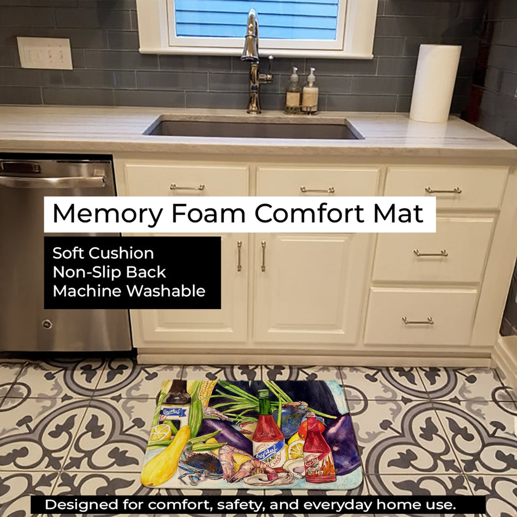 Crystal Hot Sauce with Seafood Memory Foam Kitchen Mat Machine Washable Anti-Fatigue Cushion Comfort Bath or Kitchen Rug