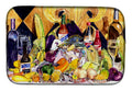 Crystal Hot Sauce with Fleur De lis and Wine Dish Drying Mat Absorbent Dish Drying Mat Pad for Kitchen Counter Dish Drainer Mat for Countertop, 14 x 21", Multicolor