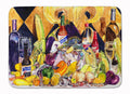 Crystal Hot Sauce with Fleur De lis and Wine Memory Foam Kitchen Mat Machine Washable Anti-Fatigue Cushion Comfort Bath or Kitchen Rug