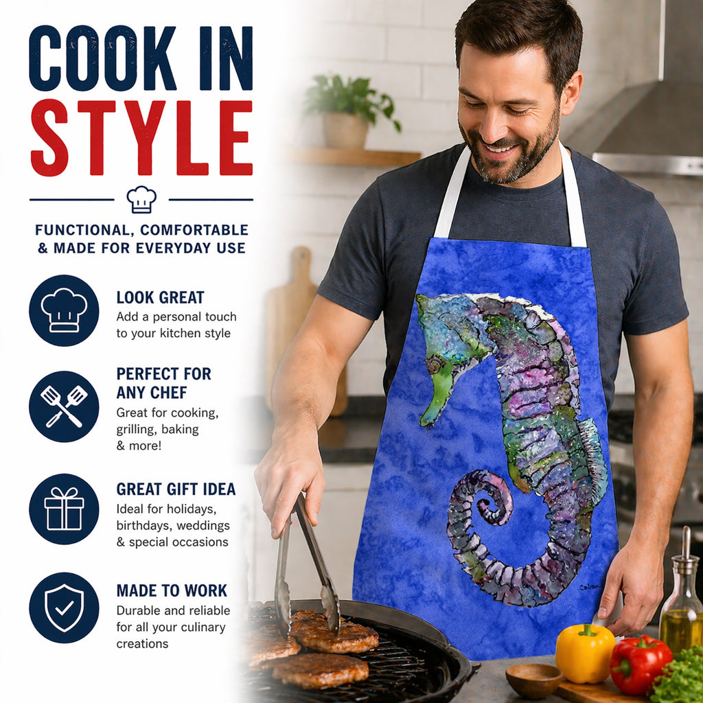 Seahorse Apron Cooking Kitchen Server Baking Crafts Gardening for Adult Women Men, Unisex, Large, Multicolor