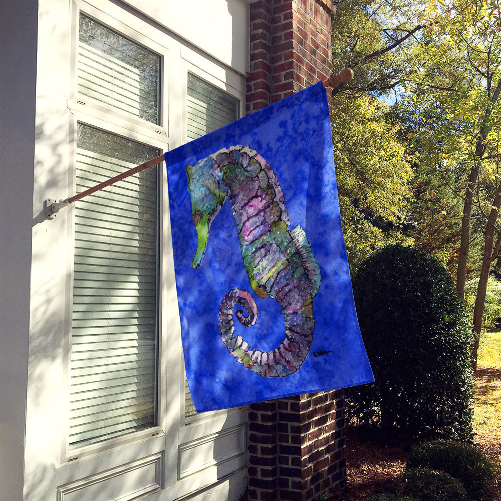 Seahorse House Flag 28x40 Porch Sleeve Pole Decorative Outside Yard Banner Artwork Wall Hanging, Polyester
