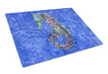 Seahorse Cutting Board Tempered Glass Kitchen Cutting Surface, Heat Resistant Chopping, Non-Slip Feet, Food Prep & Serving