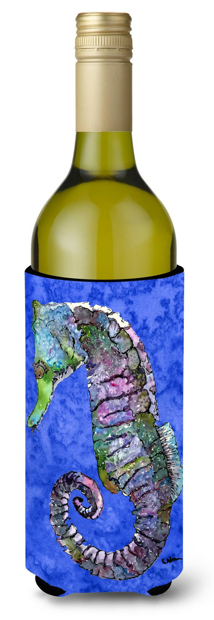 Seahorse Wine Bottle Hugger Gift Sleeve for Standard 750 ml Bottles, Insulated Reusable Also Fits Mini Shot & Pint Bottles