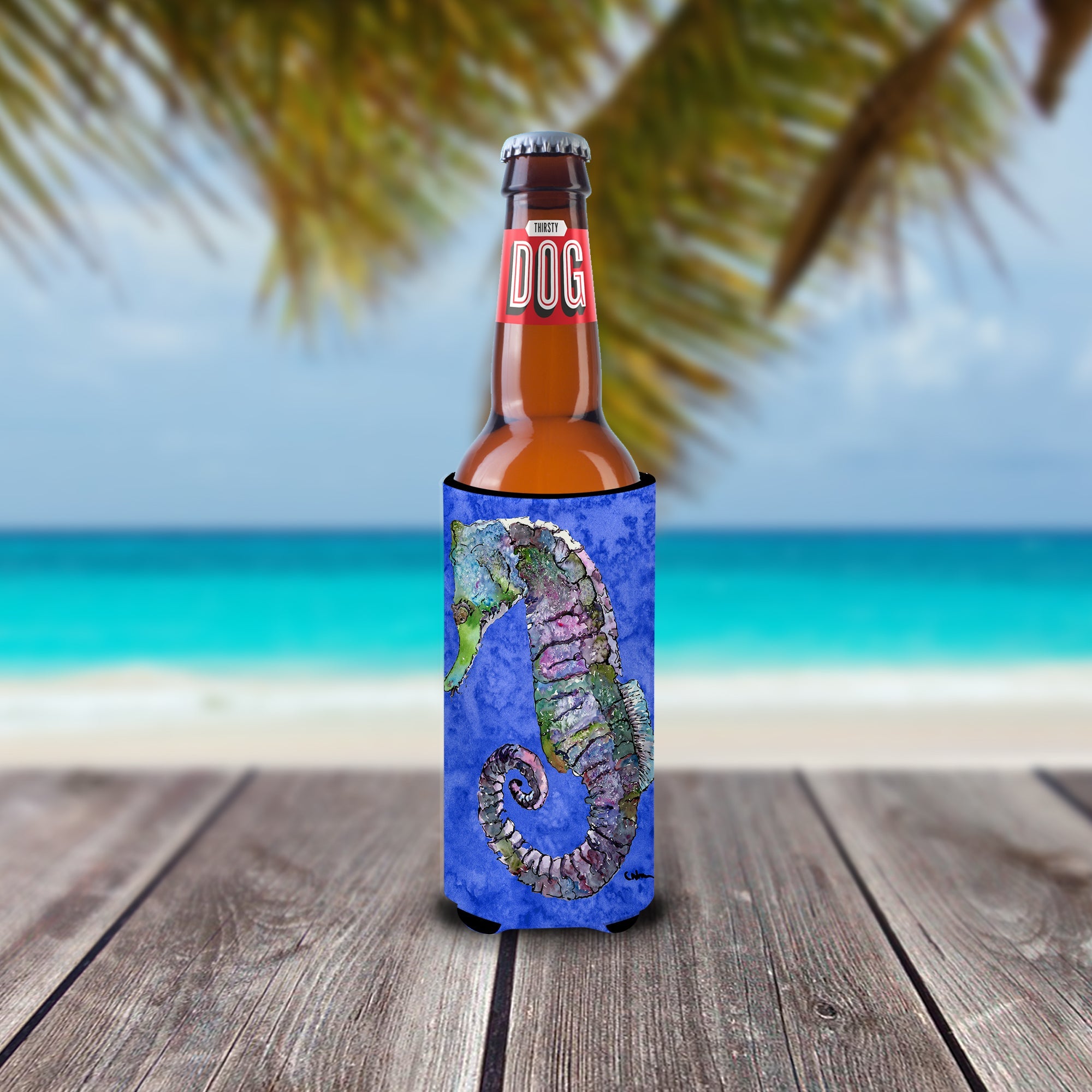Seahorse Slim Can Hugger , Insulated Foam Hugger for 12 oz Slim Cans, Beer Bottles & Water Bottles, Printed in USA