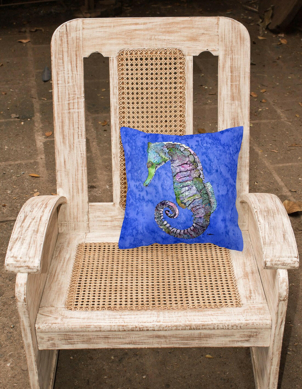 Seahorse Decorative Throw Pillow 14x14 Indoor Outdoor Accent Cushion, Fabric Cover with Insert for Sofa, Bed, Porch & Living Room
