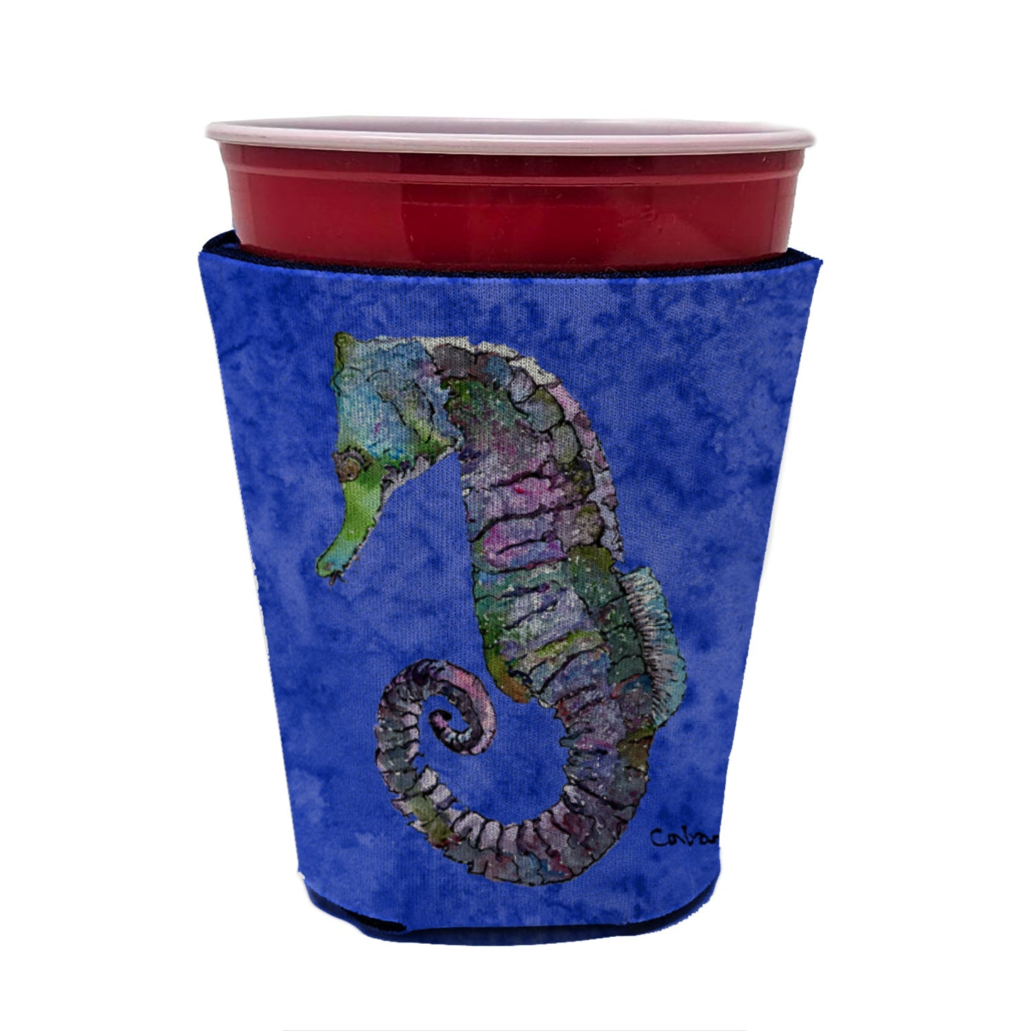 Seahorse Red Cup Hugger Sleeve for 16–22 oz Party Cups, Insulated Foam Drink Holder for Iced Coffee, Tailgate & BBQ Reusable