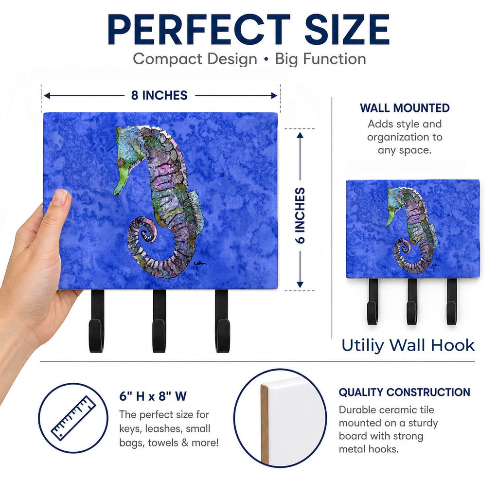 Seahorse Leash or Key Holder Wall Hooks, Coat Rack Wall Mount, for Hanging Keys, Towels, Aprons, Leashes