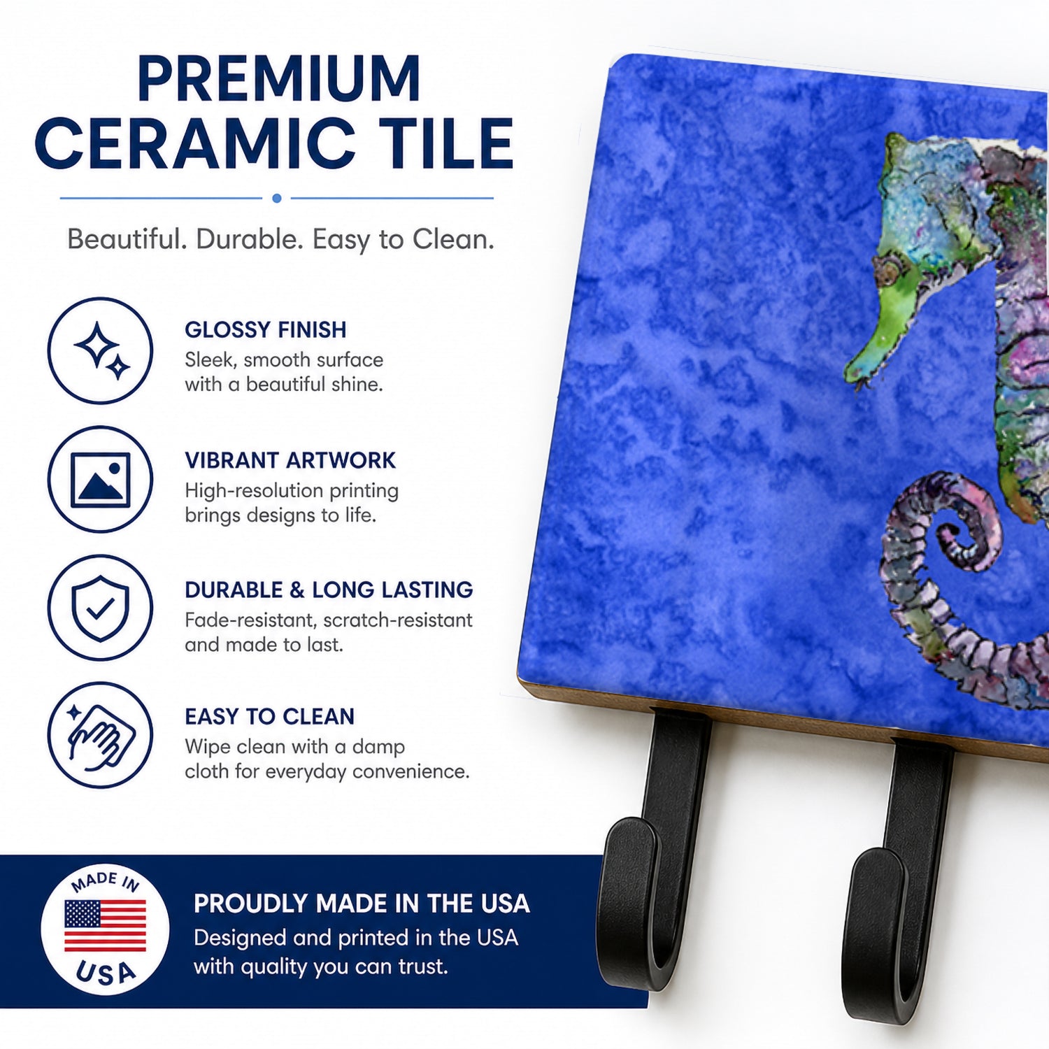 Seahorse Leash or Key Holder Wall Hooks, Coat Rack Wall Mount, for Hanging Keys, Towels, Aprons, Leashes