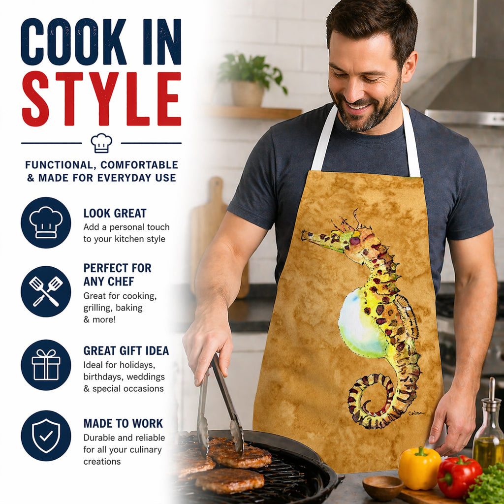 Seahorse Apron Cooking Kitchen Server Baking Crafts Gardening for Adult Women Men, Unisex, Large, Multicolor