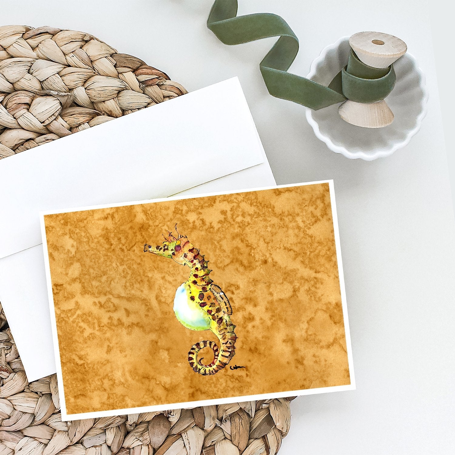 Seahorse Greeting Cards Pack of 8 Blank Cards with Envelopes Whimsical A7 Size 5x7