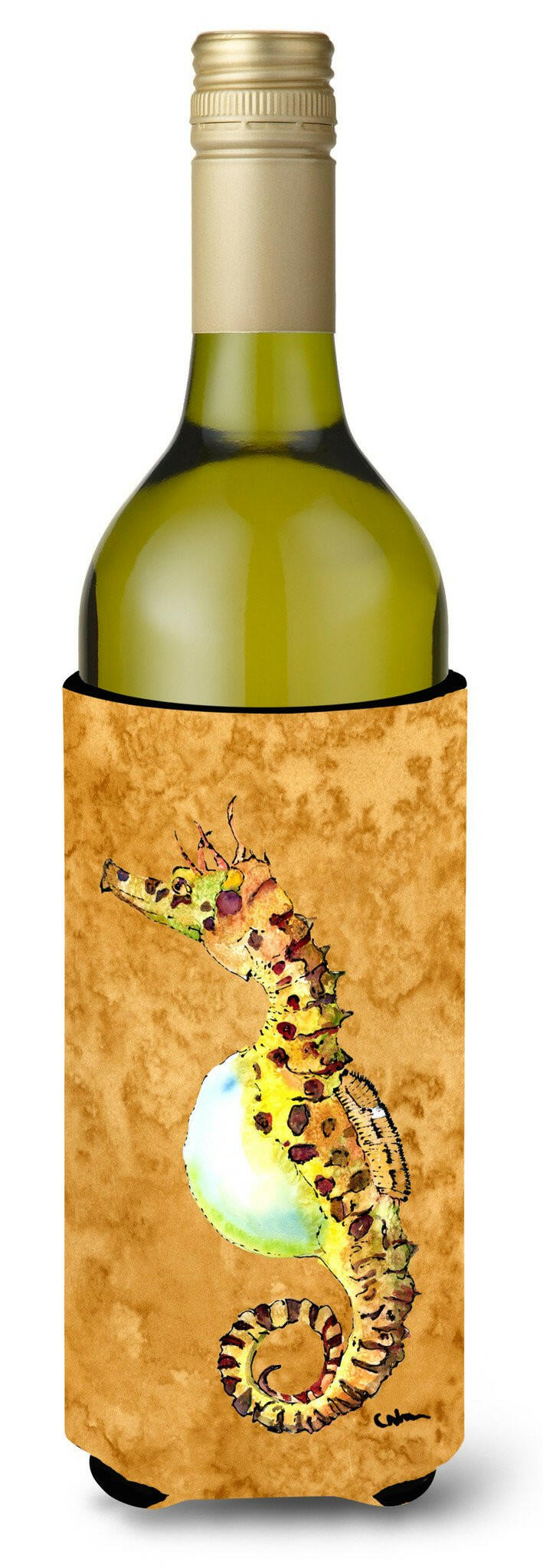 Seahorse Wine Bottle Hugger Gift Sleeve for Standard 750 ml Bottles, Insulated Reusable Also Fits Mini Shot & Pint Bottles
