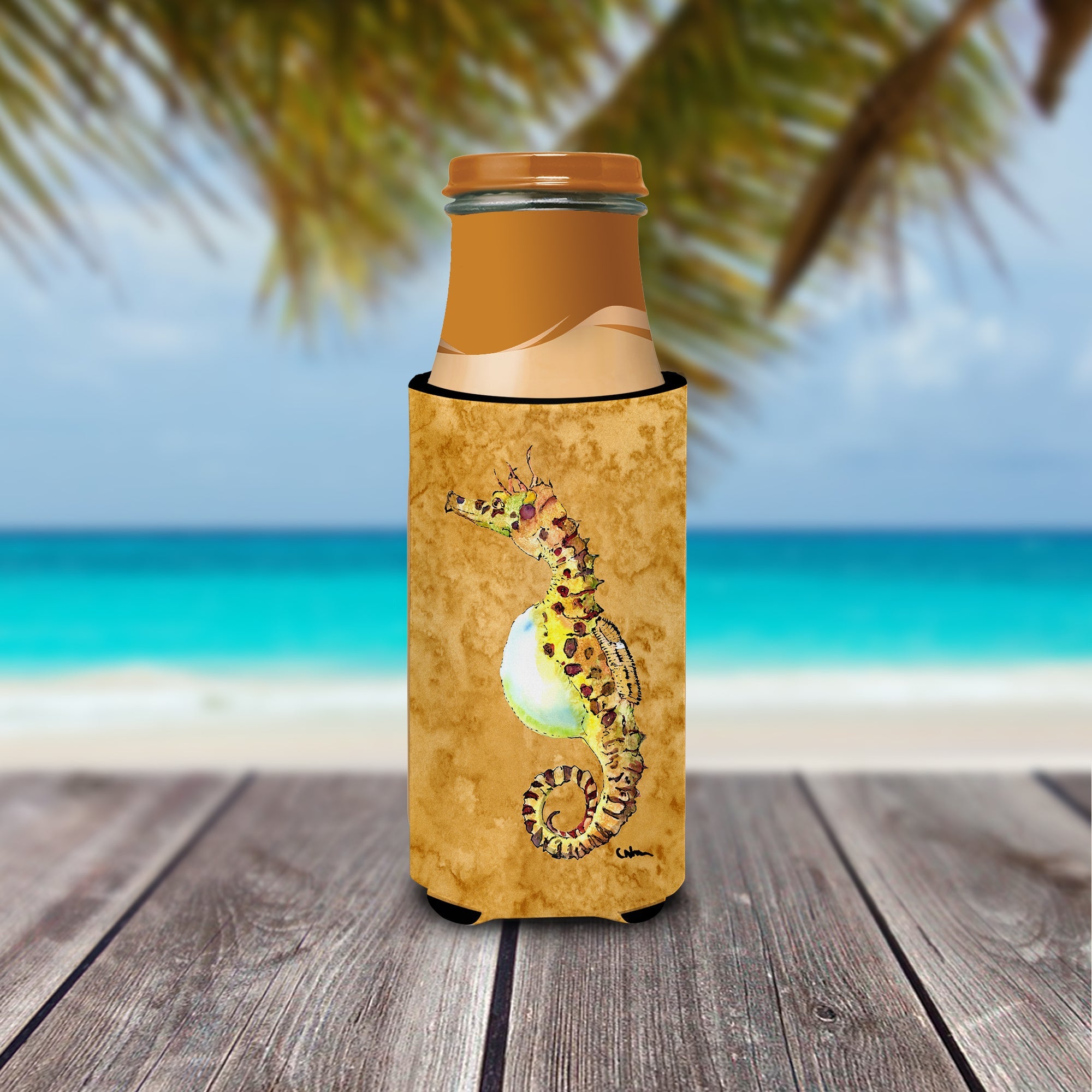 Seahorse Slim Can Hugger , Insulated Foam Hugger for 12 oz Slim Cans, Beer Bottles & Water Bottles, Printed in USA