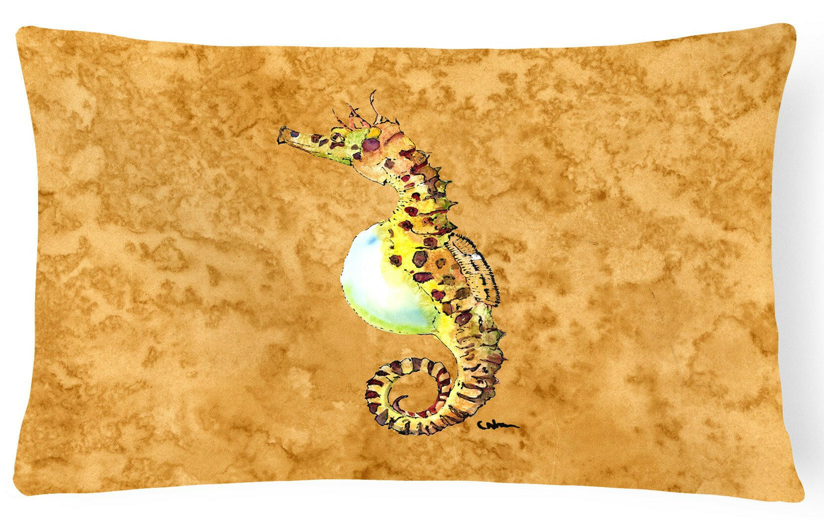 Seahorse Decorative Throw Pillow 12x16 Indoor Outdoor Accent Cushion, Fabric Cover with Insert for Sofa, Bed, Porch & Living Room