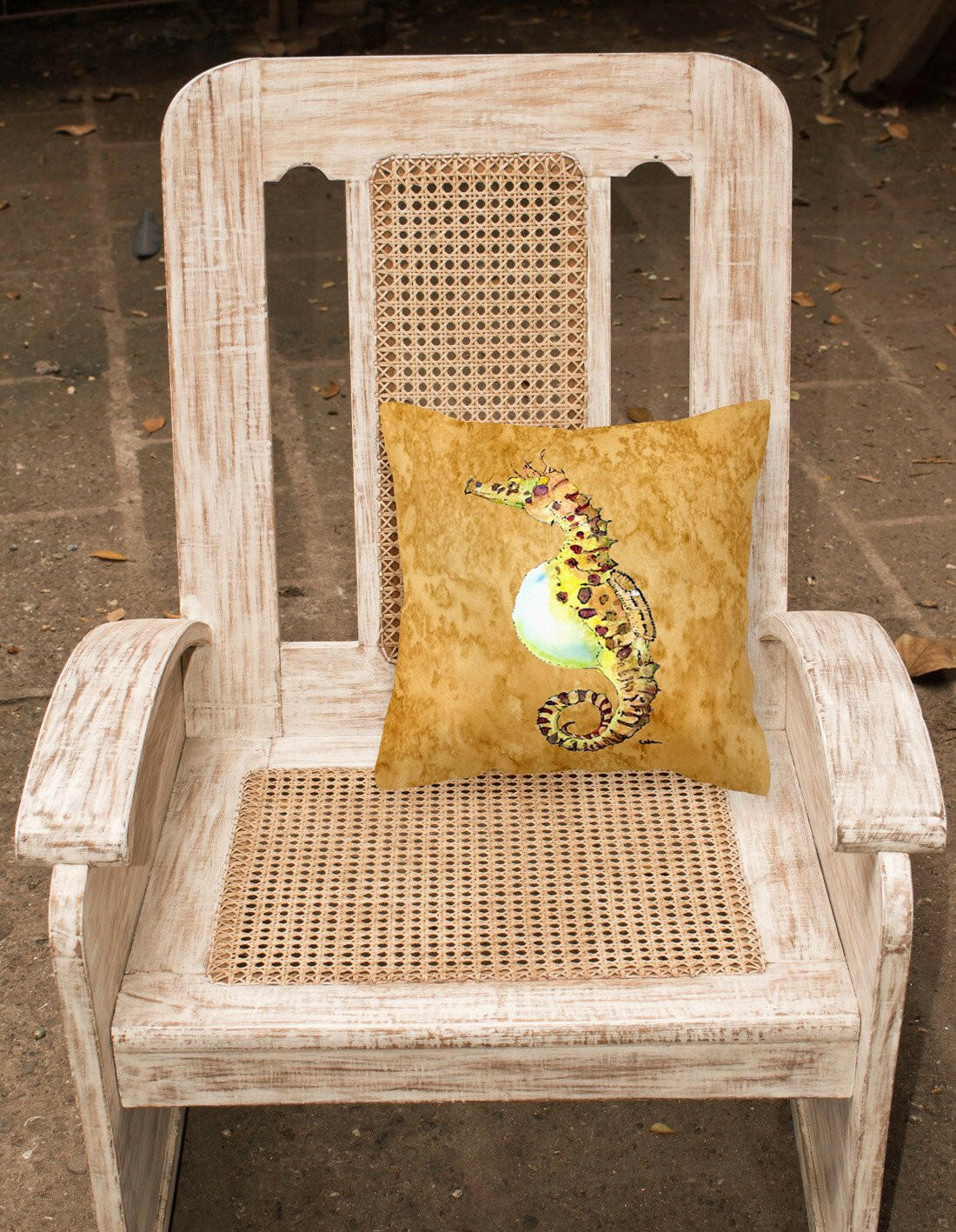 Seahorse Decorative Throw Pillow 14x14 Indoor Outdoor Accent Cushion, Fabric Cover with Insert for Sofa, Bed, Porch & Living Room
