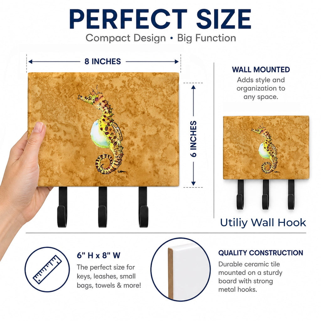 Seahorse Leash or Key Holder Wall Hooks, Coat Rack Wall Mount, for Hanging Keys, Towels, Aprons, Leashes