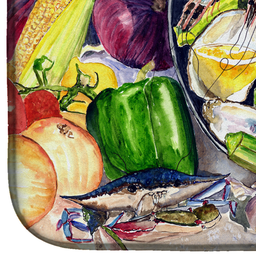 Crystal Hot Sauce with Camellia Beans and Black Skillet Dish Drying Mat Absorbent Dish Drying Mat Pad for Kitchen Counter Dish Drainer Mat for Countertop, 14 x 21", Multicolor