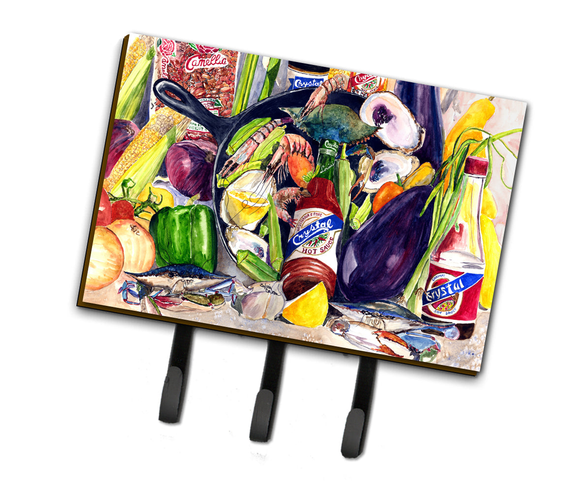 Crystal Hot Sauce with Camellia Beans and Black Skillet Leash or Key Holder Wall Hooks, Coat Rack Wall Mount, for Hanging Keys, Towels, Aprons, Leashes