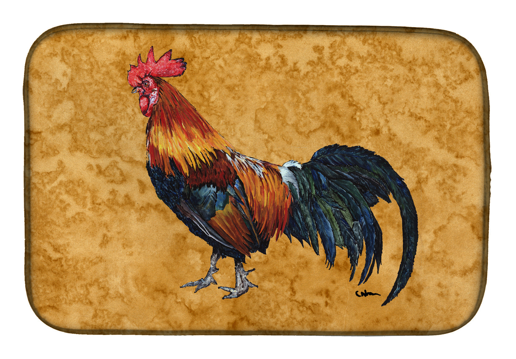 Rooster Dish Drying Mat Absorbent Dish Drying Mat Pad for Kitchen Counter Dish Drainer Mat for Countertop, 14 x 21", Multicolor