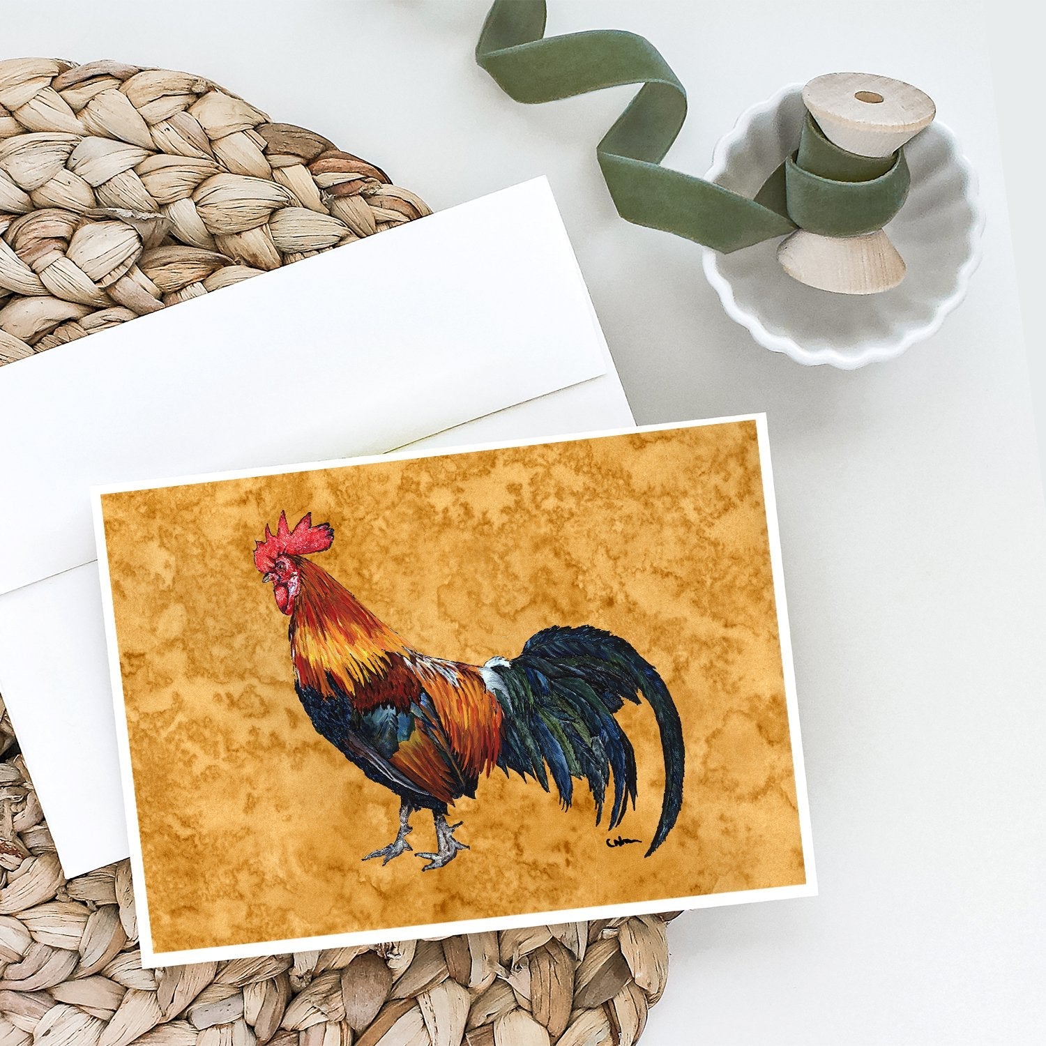 Rooster Greeting Cards Pack of 8 Blank Cards with Envelopes Whimsical A7 Size 5x7
