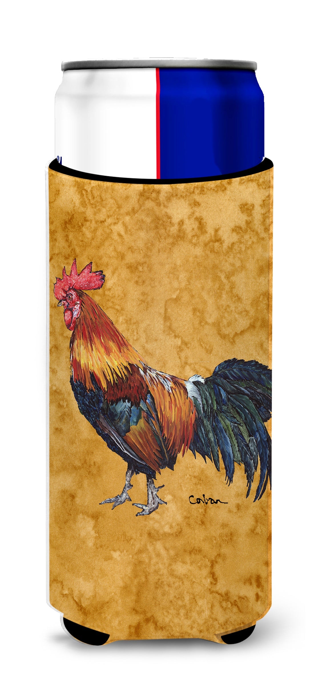 Rooster Slim Can Hugger , Insulated Foam Hugger for 12 oz Slim Cans, Beer Bottles & Water Bottles, Printed in USA