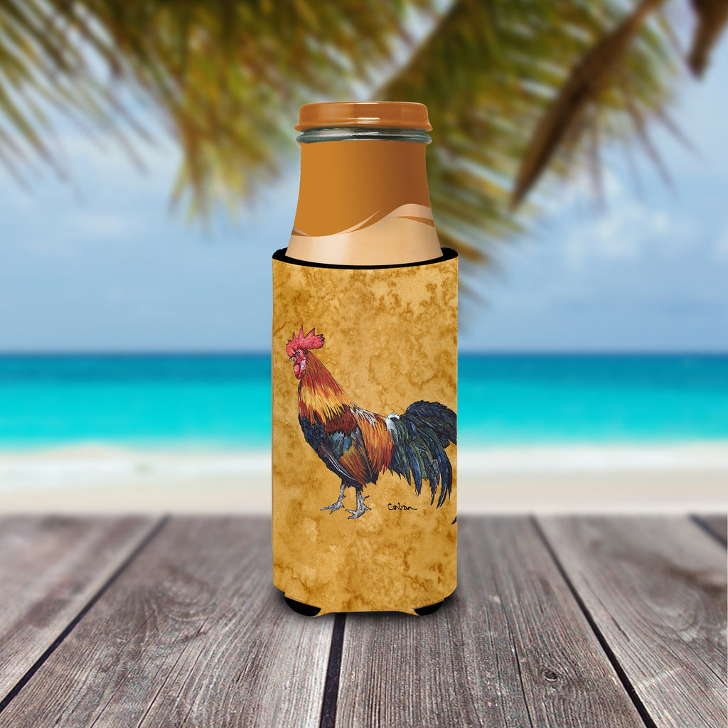 Rooster Slim Can Hugger , Insulated Foam Hugger for 12 oz Slim Cans, Beer Bottles & Water Bottles, Printed in USA
