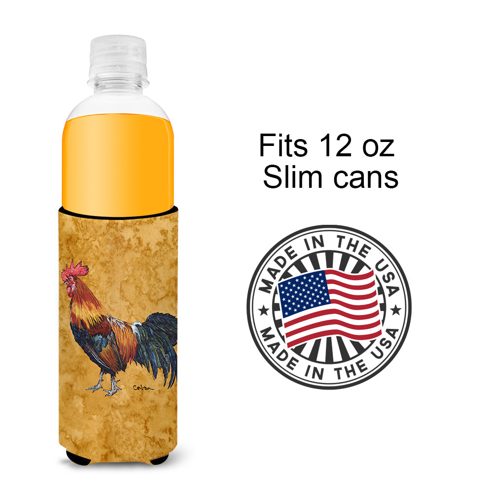 Rooster Slim Can Hugger , Insulated Foam Hugger for 12 oz Slim Cans, Beer Bottles & Water Bottles, Printed in USA