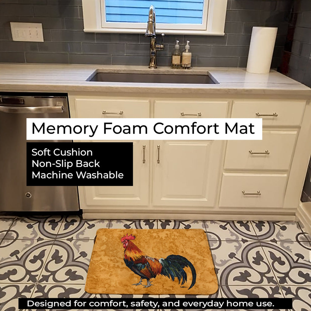 Rooster Memory Foam Kitchen Mat Machine Washable Anti-Fatigue Cushion Comfort Bath or Kitchen Rug