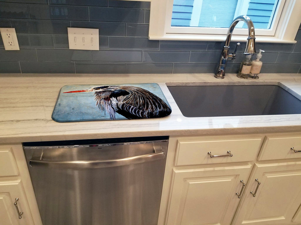 Blue Heron Dish Drying Mat Absorbent Dish Drying Mat Pad for Kitchen Counter Dish Drainer Mat for Countertop, 14 x 21", Multicolor