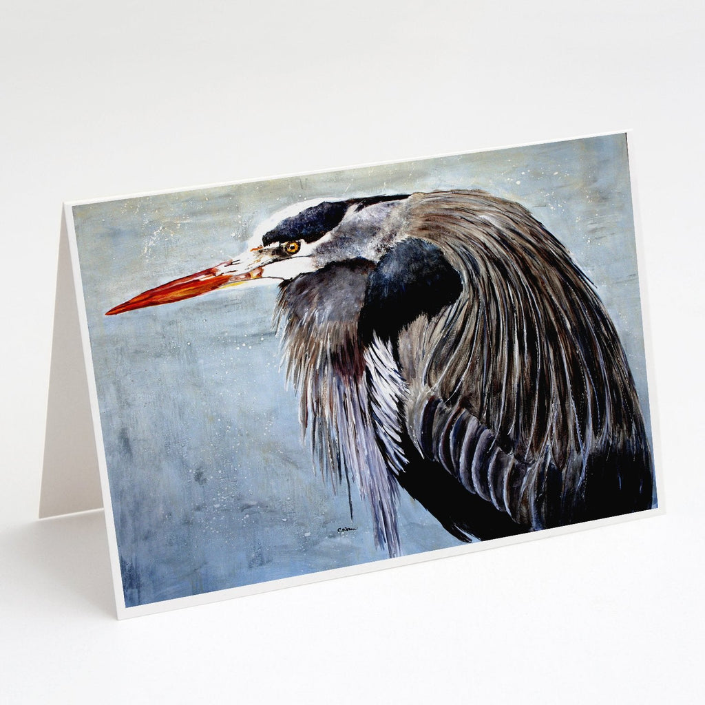 Blue Heron Greeting Cards Pack of 8 Blank Cards with Envelopes Whimsical A7 Size 5x7