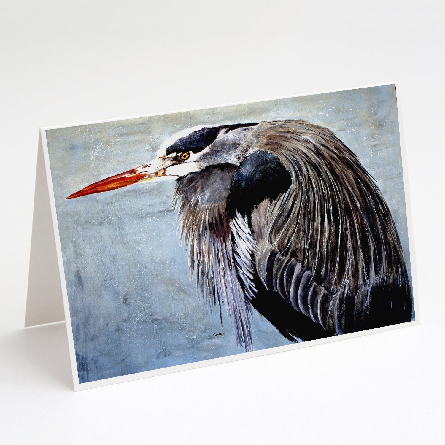 Blue Heron Greeting Cards Pack of 8 Blank Cards with Envelopes Whimsical A7 Size 5x7