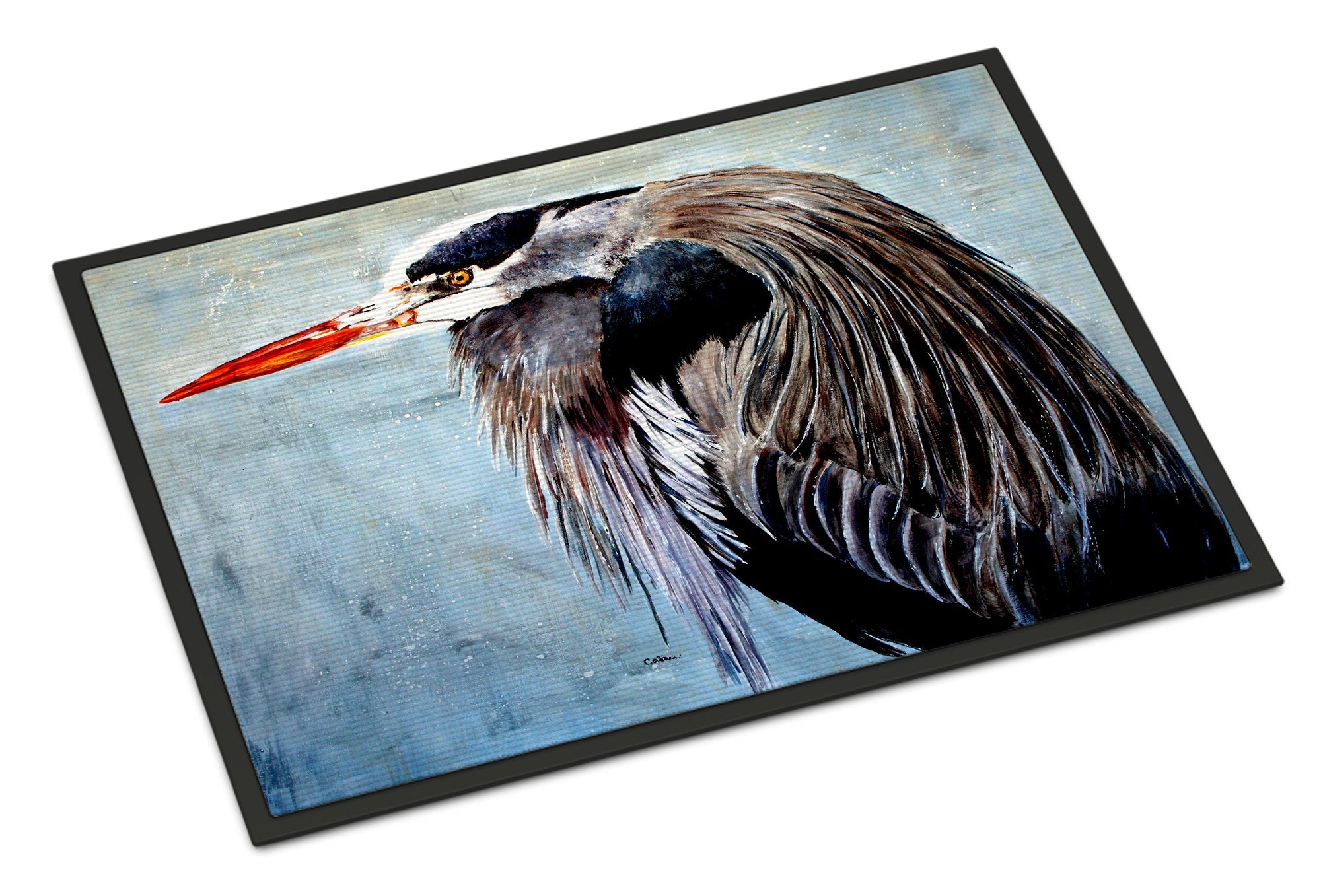 Blue Heron Doormat Indoor Outdoor 24H X 36W Front Door Mat Rugs for Entryway, Non Slip Washable Low Pile,