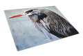 Blue Heron Cutting Board Tempered Glass Kitchen Cutting Surface, Heat Resistant Chopping, Non-Slip Feet, Food Prep & Serving