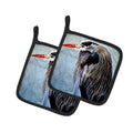 Blue Heron Pot Holder Set of 2 Heat Resistant Quilted Hot Pads 7.5 x 7.5 Inch, Insulated Kitchen Trivets for Cooking & Baking