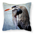 Blue Heron Decorative Throw Pillow 14x14 Indoor Outdoor Accent Cushion, Fabric Cover with Insert for Sofa, Bed, Porch & Living Room