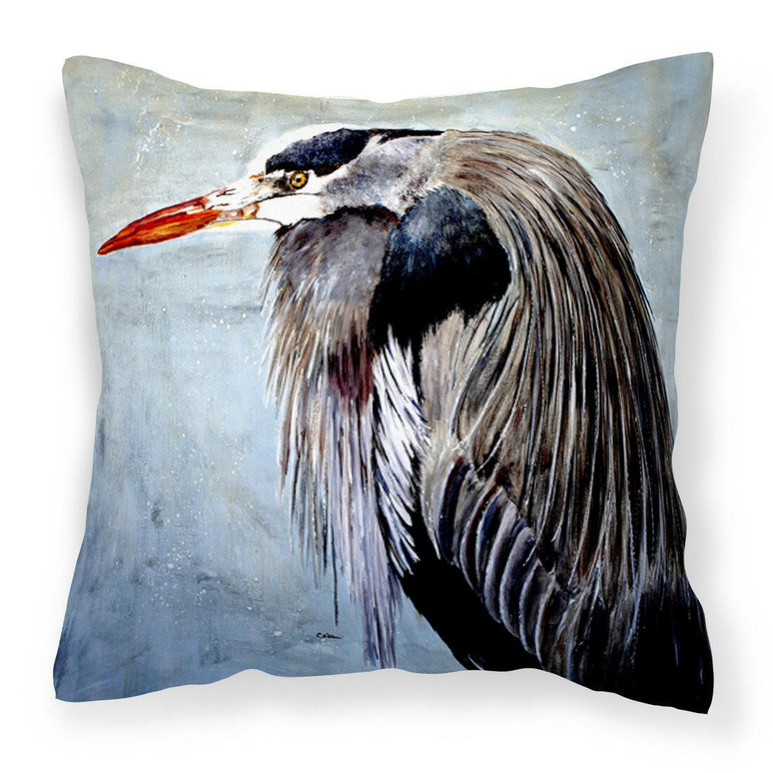 Blue Heron Decorative Throw Pillow 14x14 Indoor Outdoor Accent Cushion, Fabric Cover with Insert for Sofa, Bed, Porch & Living Room