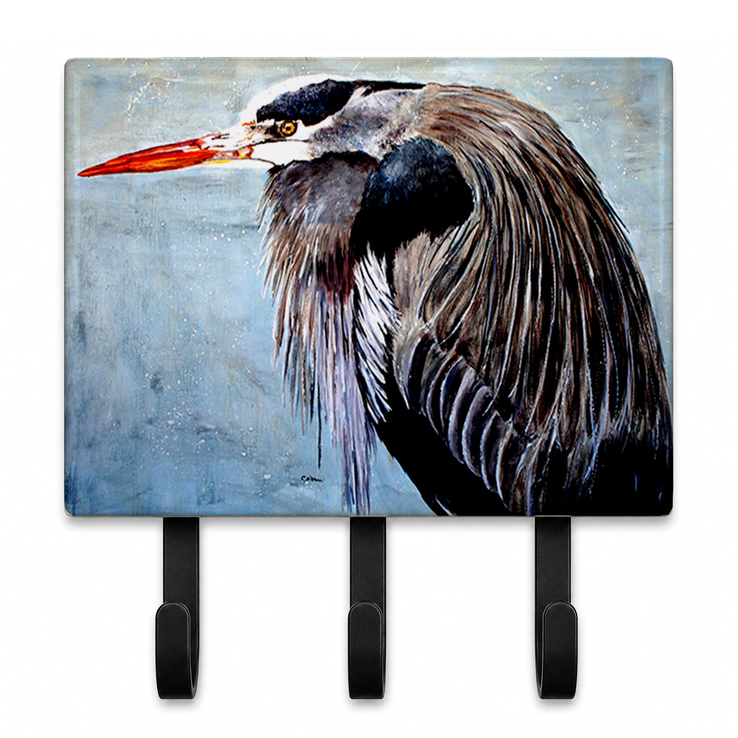 Blue Heron Leash or Key Holder Wall Hooks, Coat Rack Wall Mount, for Hanging Keys, Towels, Aprons, Leashes