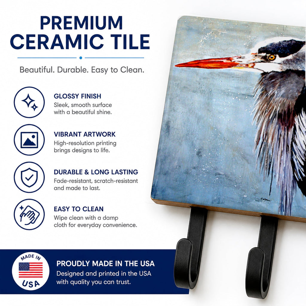 Blue Heron Leash or Key Holder Wall Hooks, Coat Rack Wall Mount, for Hanging Keys, Towels, Aprons, Leashes