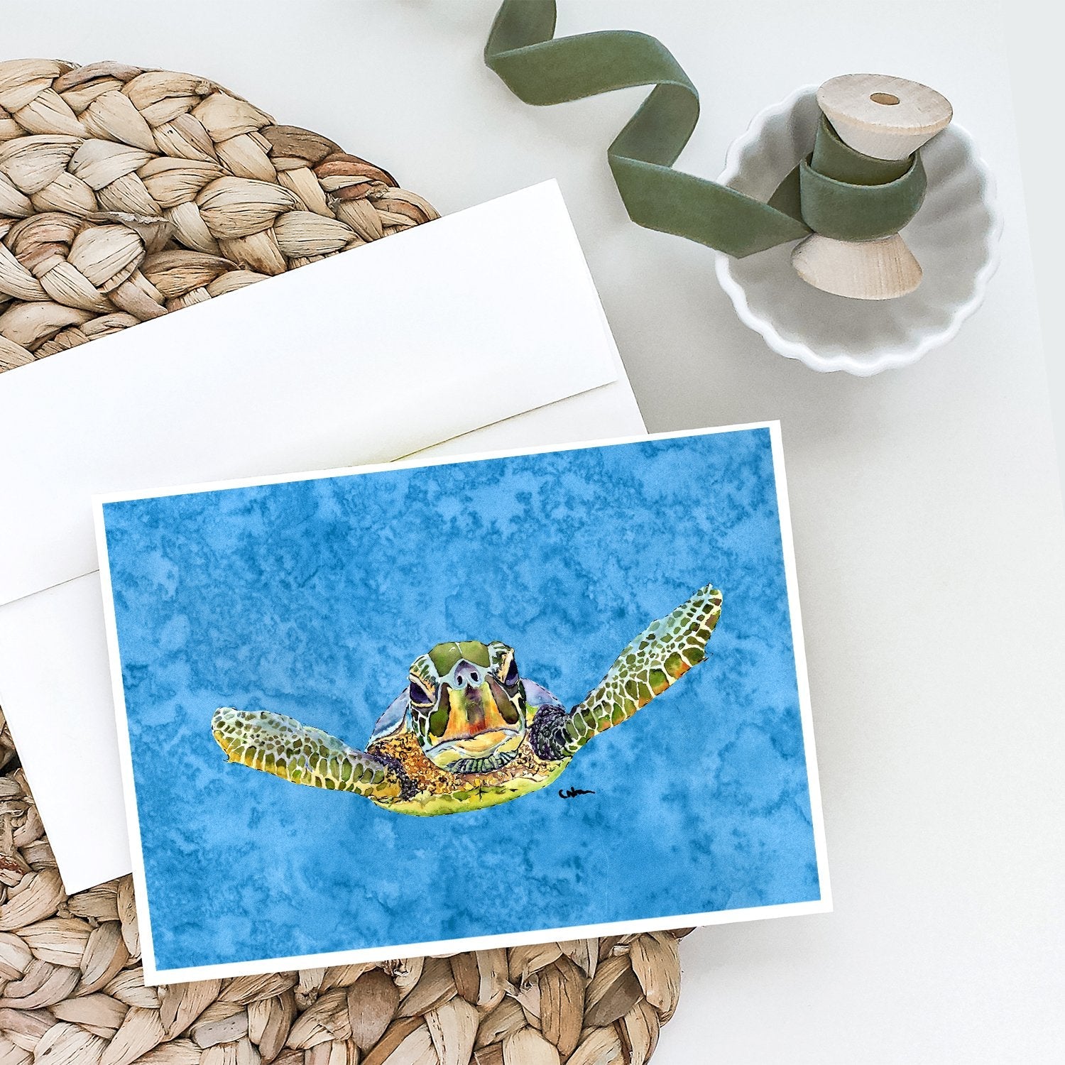 Turtle Greeting Cards Pack of 8 Blank Cards with Envelopes Whimsical A7 Size 5x7