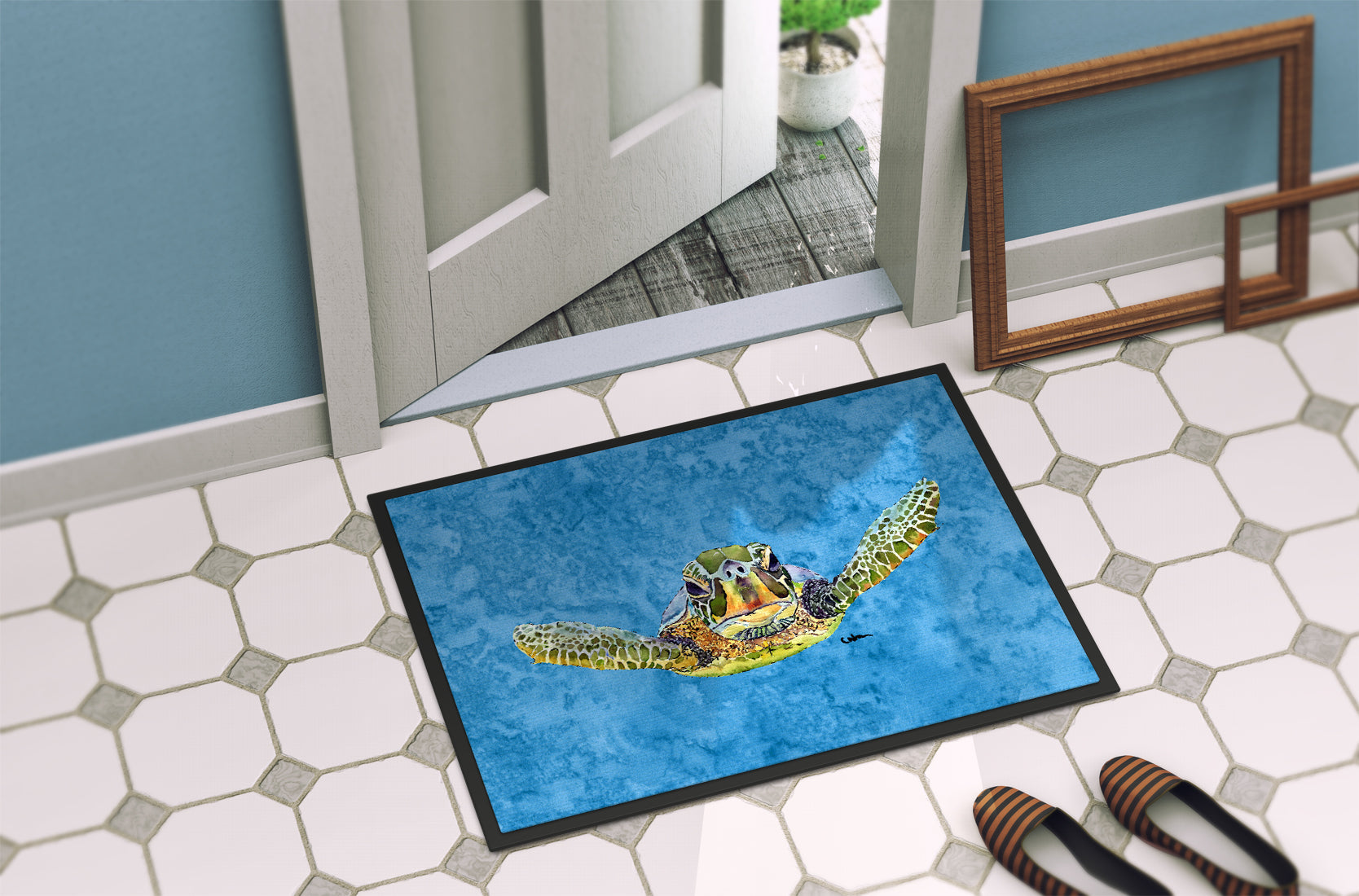 Turtle Doormat Indoor Outdoor 24H X 36W Front Door Mat Rugs for Entryway, Non Slip Washable Low Pile,