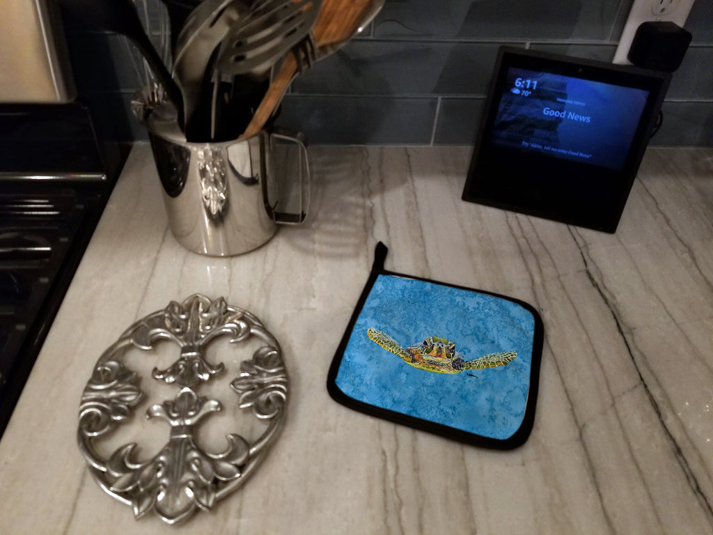 Turtle Pot Holder Set of 2 Heat Resistant Quilted Hot Pads 7.5 x 7.5 Inch, Insulated Kitchen Trivets for Cooking & Baking