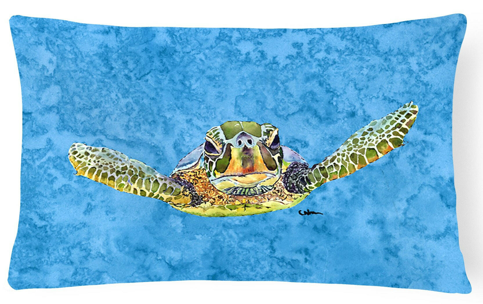 Turtle Decorative Throw Pillow 12x16 Indoor Outdoor Accent Cushion, Fabric Cover with Insert for Sofa, Bed, Porch & Living Room