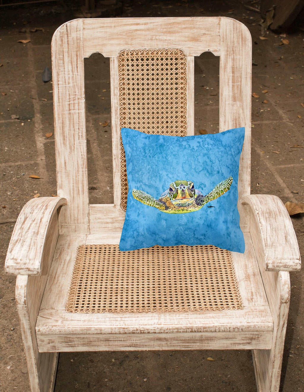 Turtle Decorative Throw Pillow 14x14 Indoor Outdoor Accent Cushion, Fabric Cover with Insert for Sofa, Bed, Porch & Living Room