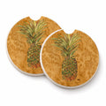 Pineapple Set of 2 Cup Holder Car Coasters Absorbent Round Sandstone Coasters Gifts for Men or Women, 2.5, Multicolor