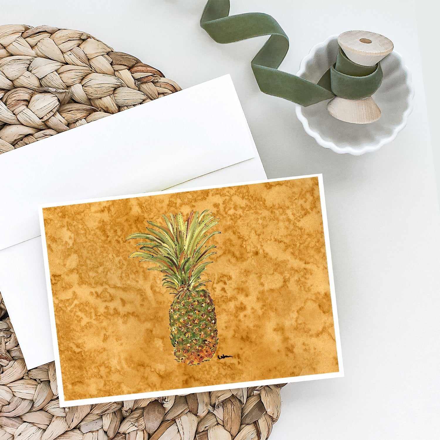 Pineapple Greeting Cards Pack of 8 Blank Cards with Envelopes Whimsical A7 Size 5x7