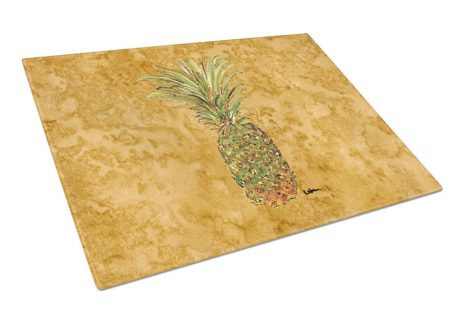 Pineapple Cutting Board Tempered Glass Kitchen Cutting Surface, Heat Resistant Chopping, Non-Slip Feet, Food Prep & Serving