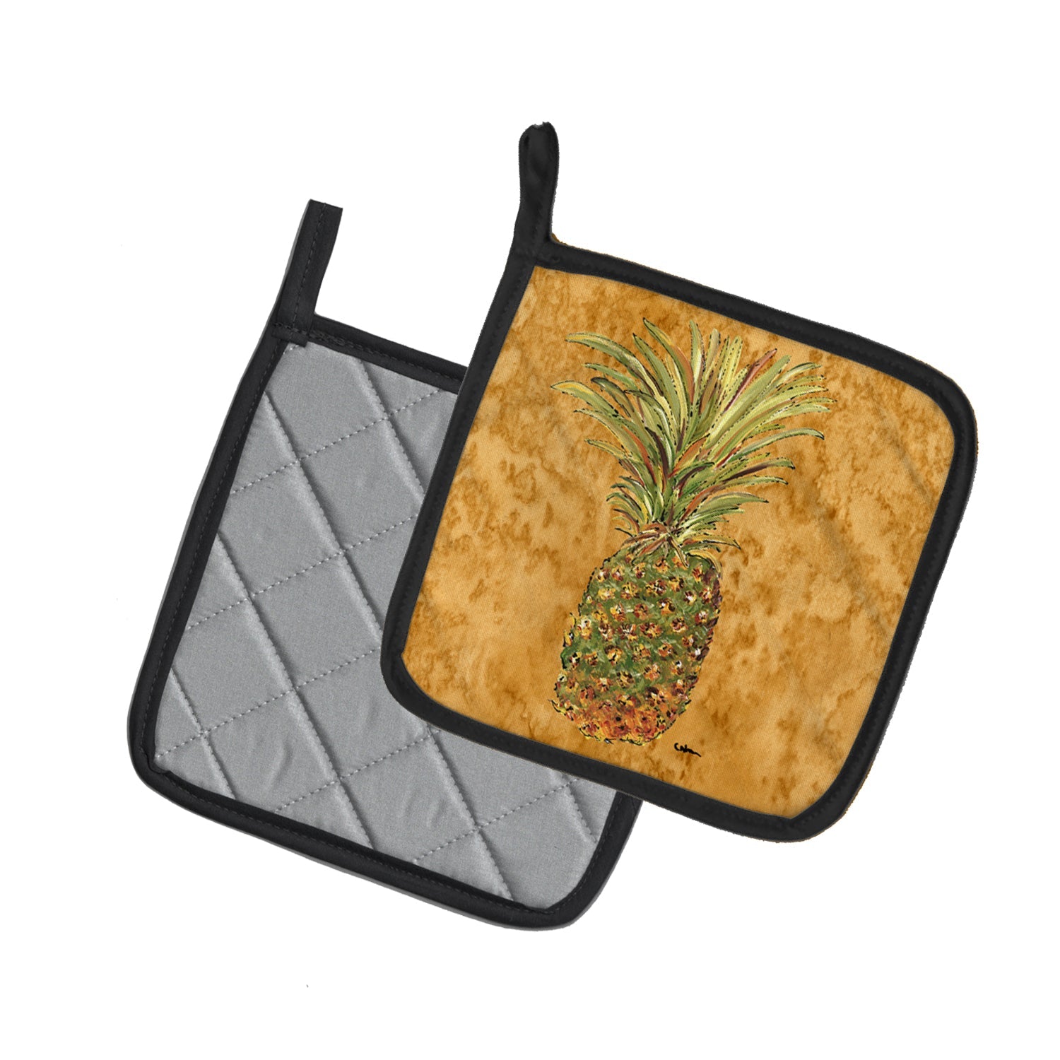 Pineapple Pot Holder Set of 2 Heat Resistant Quilted Hot Pads 7.5 x 7.5 Inch, Insulated Kitchen Trivets for Cooking & Baking