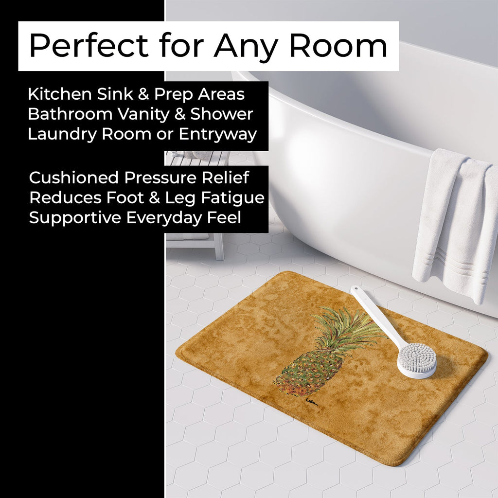 Pineapple Memory Foam Kitchen Mat Machine Washable Anti-Fatigue Cushion Comfort Bath or Kitchen Rug
