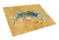 Crab Cutting Board Tempered Glass Kitchen Cutting Surface, Heat Resistant Chopping, Non-Slip Feet, Food Prep & Serving